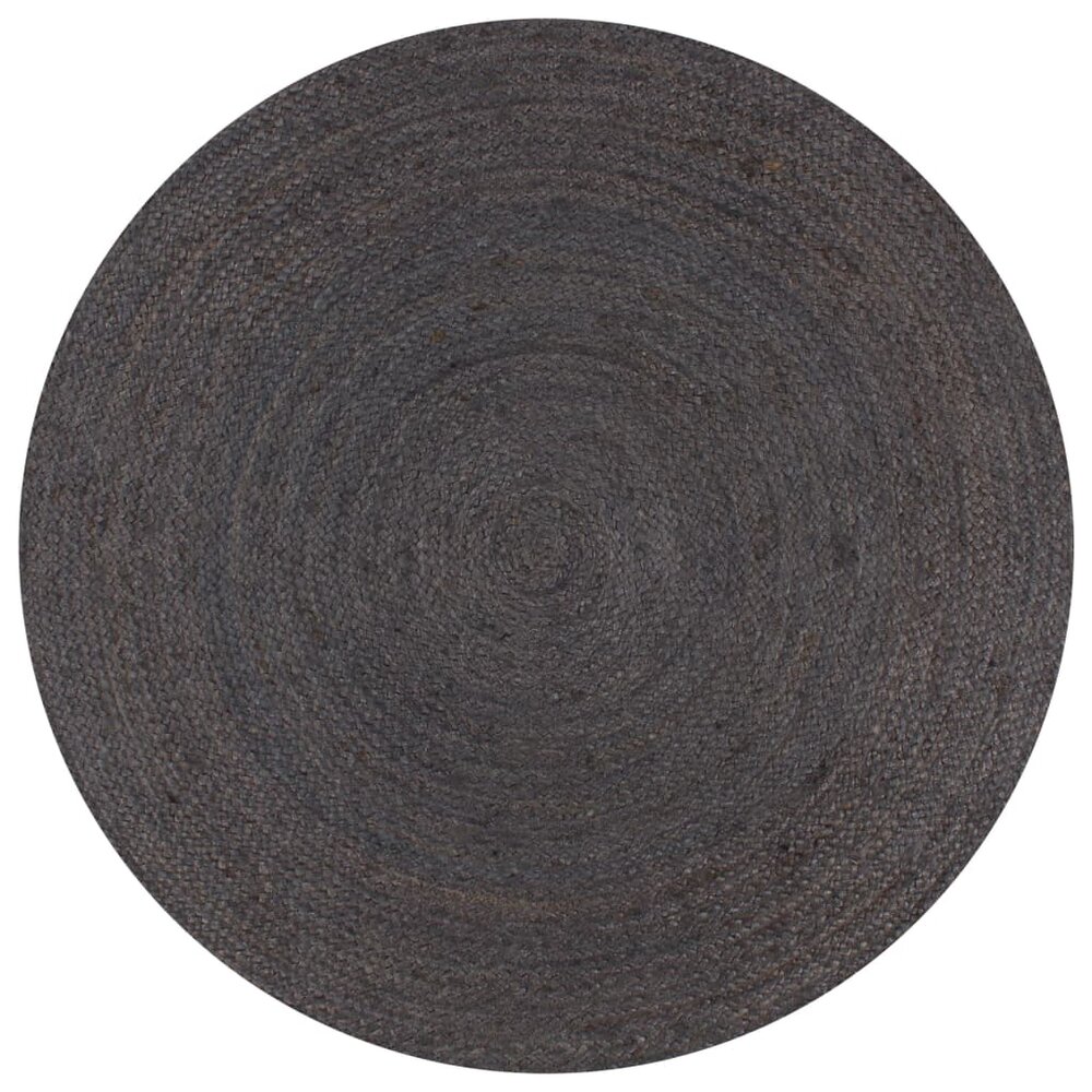 Vloerkleed handgemaakt rond 150 cm jute donkergrijs