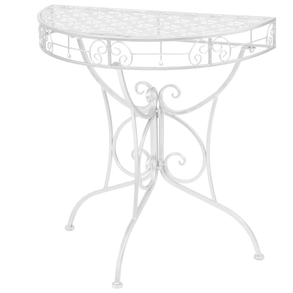 Wandtafel Rococo half rond 72x36x74 cm metaal zilver