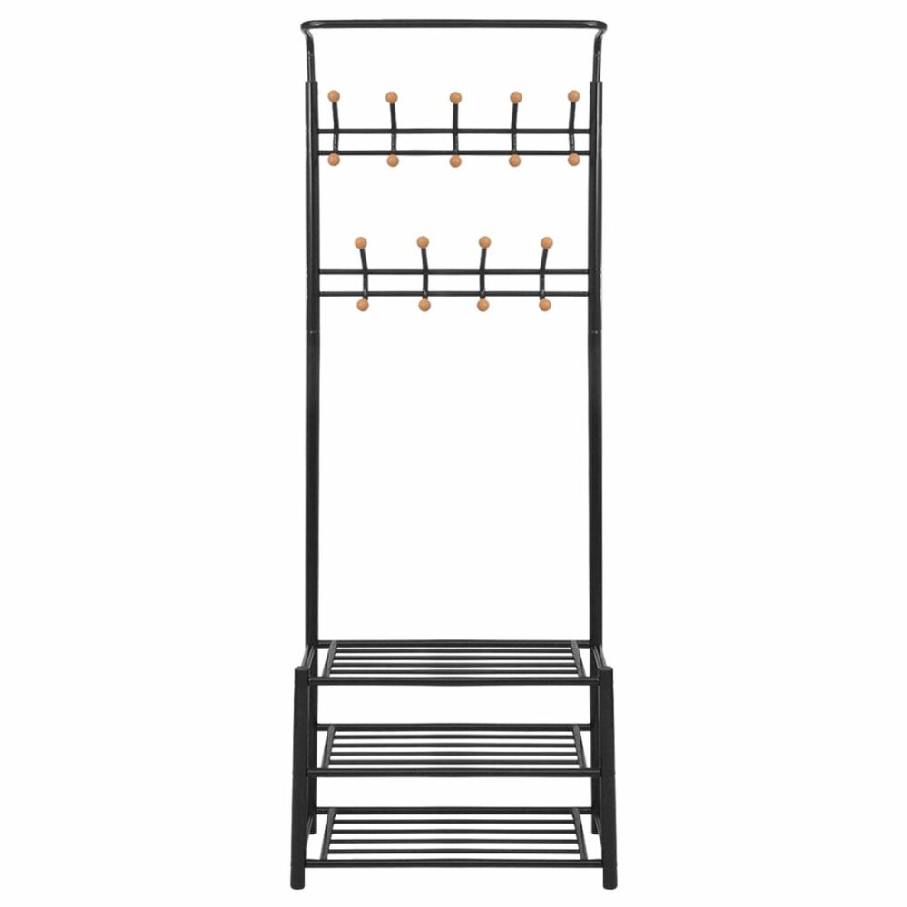 Halkast kledingrek met schoenenopberger 68x32x182,5 cm zwart