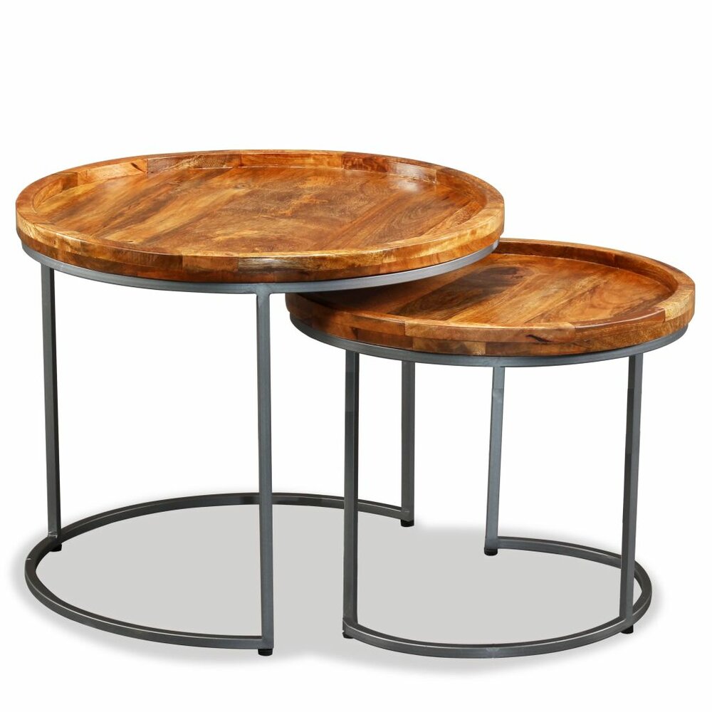 Meubelen-Online - Bijzettafels Modo set 2 tafels hout bruin