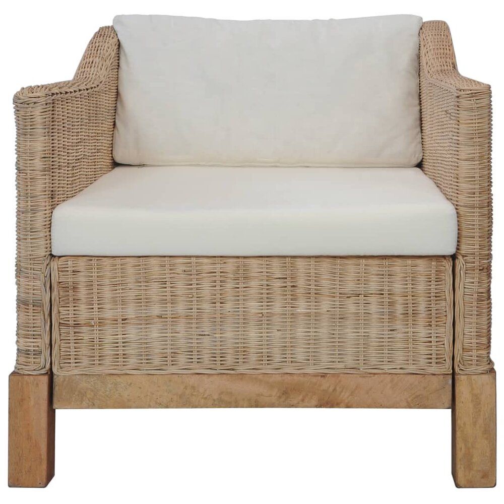 Meubelen-Online - Fauteuil Lombok met kussens natuurlijk rotan