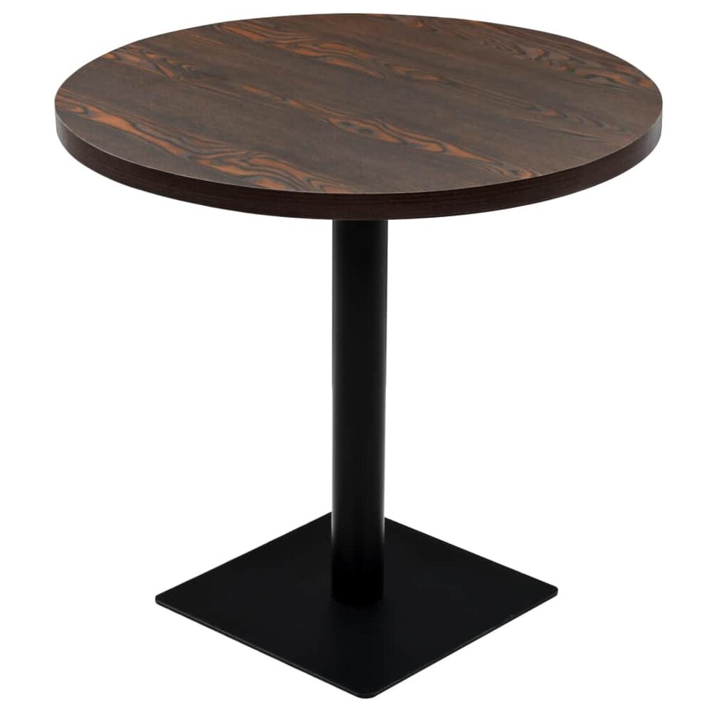 Meubelen-Online - Eettafel Canto rond 80x75 cm MDF en staal donkerbruin