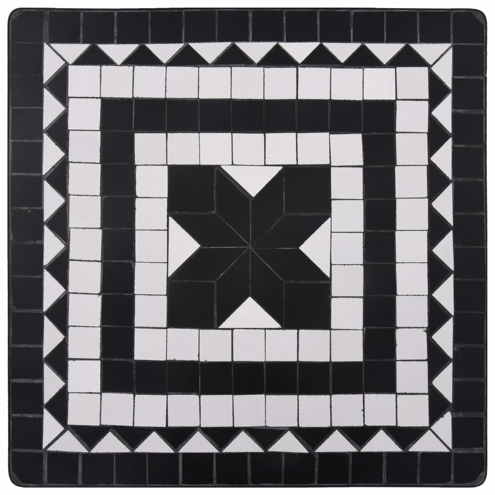 Meubelen-Online - Bistrotafel Mies moza&iuml;ek 60cm keramiek zwart en wit
