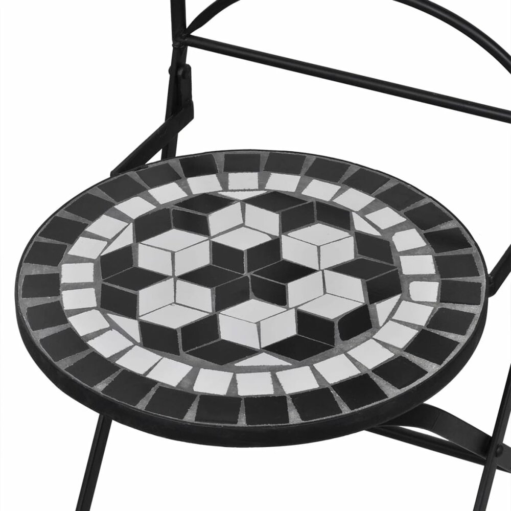 Meubelen-Online - Tuinstoelen Mischa set 2 st keramiek zwart en wit