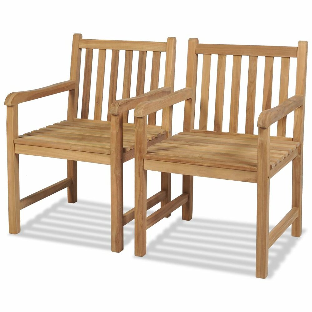 Meubelen-Online - Tuinstoel HG set 2 st massief teakhout