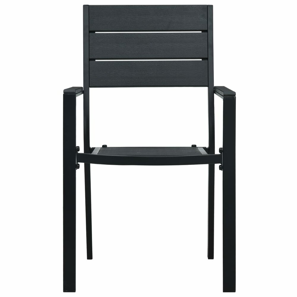 Meubelen-Online - Tuinstoel Kim set 2 st hout-look HDPE zwart