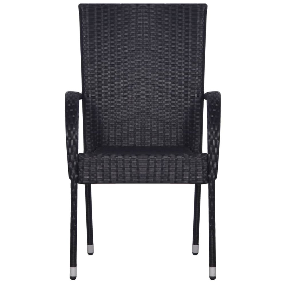 Meubelen-Online - Tuinstoel Marga stapelbaar set 2 st poly rattan zwart