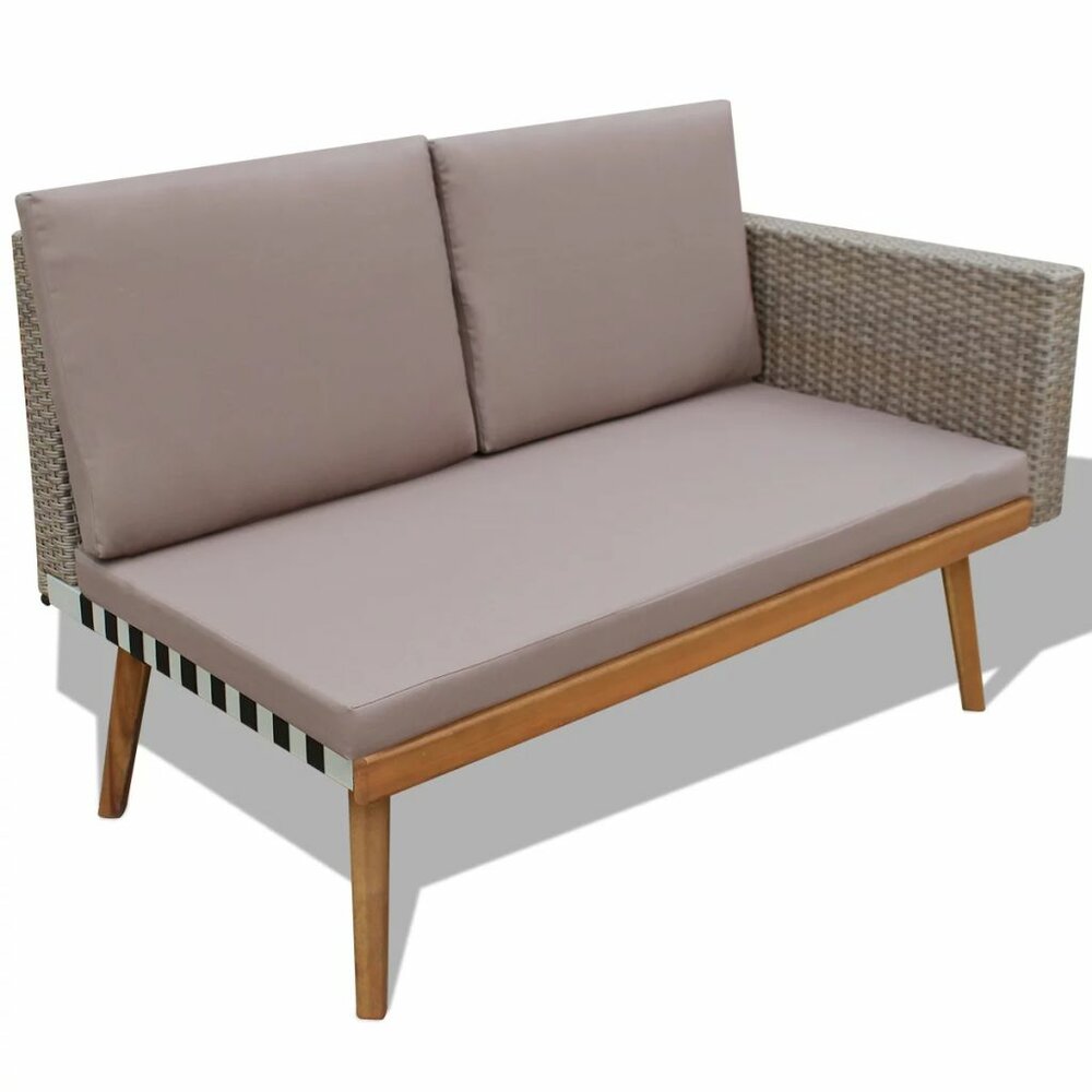 Meubelen-Online - Loungeset Sunny met kussens poly rattan grijs 4-delig