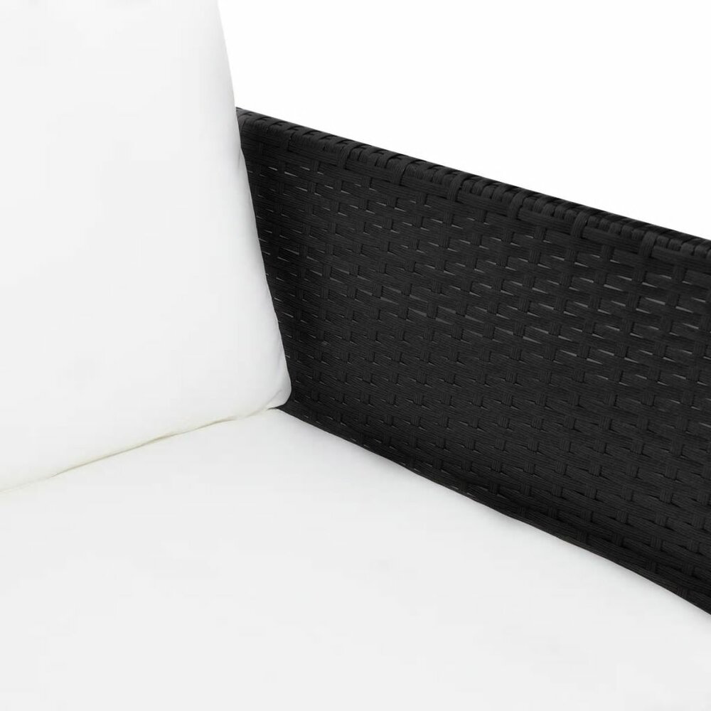 Meubelen-Online - Loungeset Padova met kussens poly rattan zwart