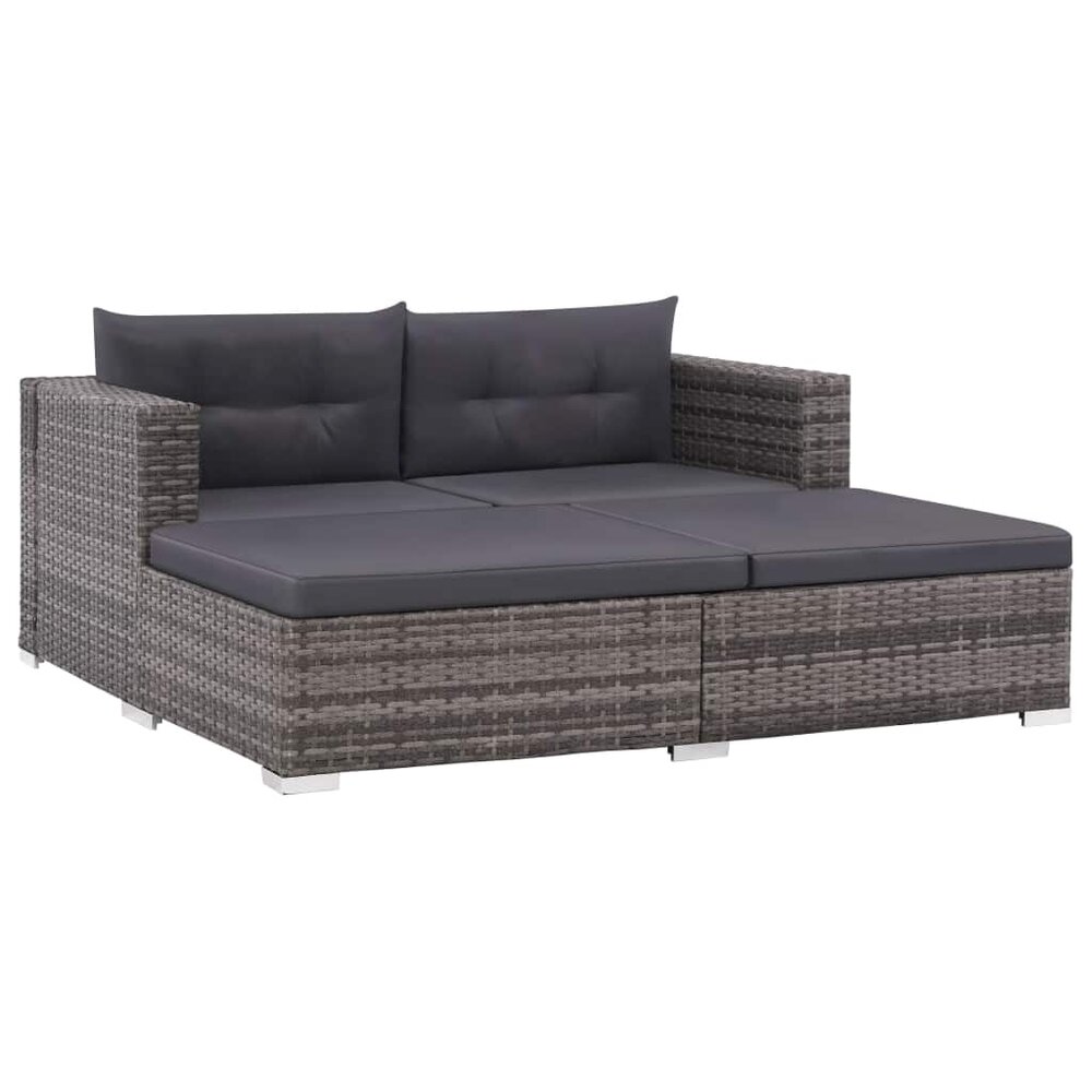 Meubelen-Online - Loungeset Melvin met kussens poly rattan grijs