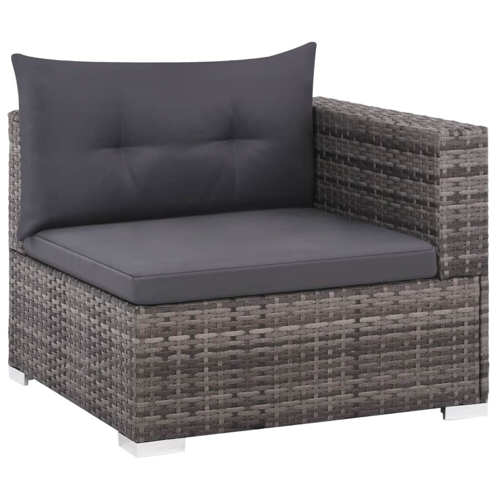 Meubelen-Online - Loungeset Melvin met kussens poly rattan grijs