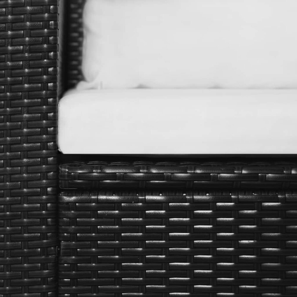 Meubelen-Online - Loungeset Dining met kussens poly rattan zwart