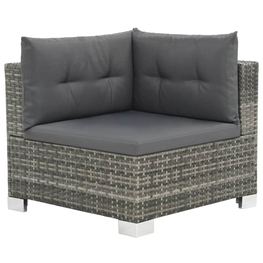 Meubelen-Online - Loungeset Madeira met kussens poly rattan grijs