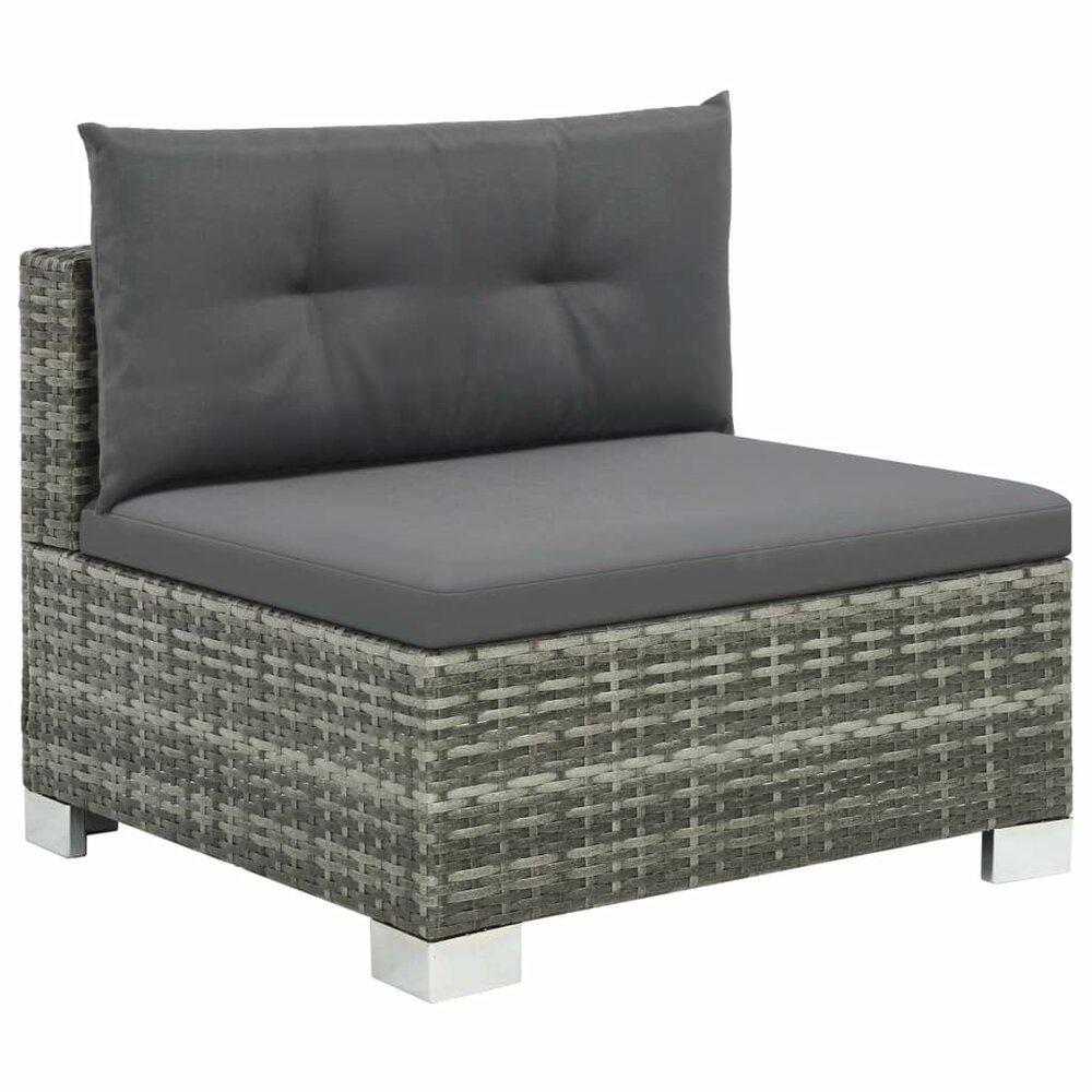 Meubelen-Online - Loungeset Madeira met kussens poly rattan grijs