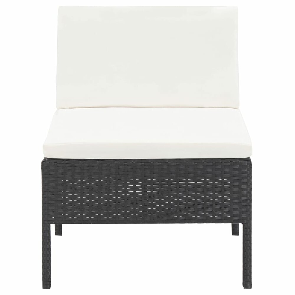 Meubelen-Online - 5-delige Loungeset met kussens poly rattan zwart