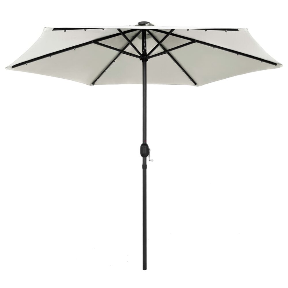 Meubelen-Online - Parasol met LED-verlichting en aluminium paal 270 cm zandwit