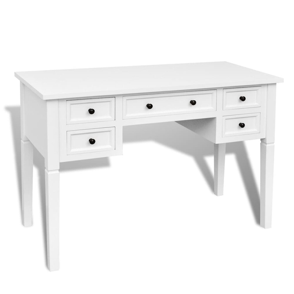 Meubelen-Online - Bureau Versailles hout met 5 lades wit