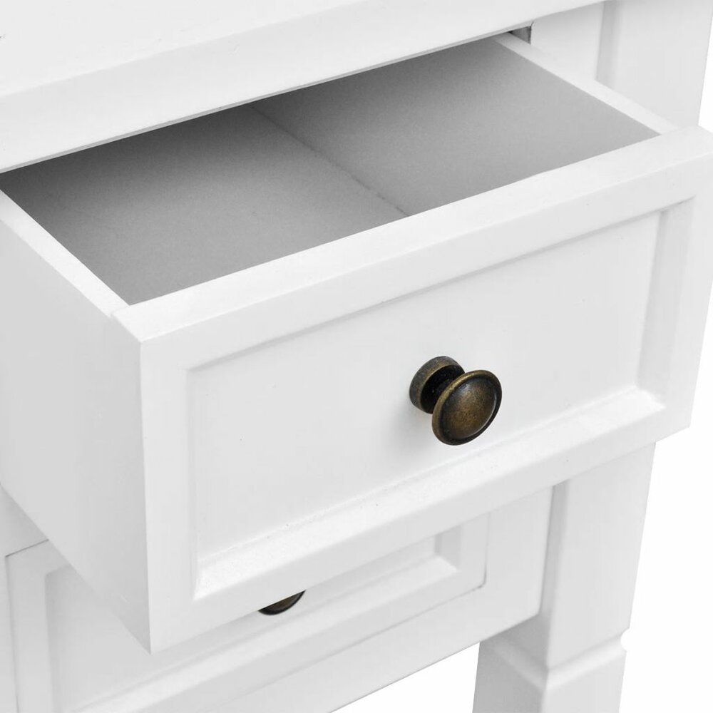 Meubelen-Online - Bureau Versailles hout met 5 lades wit