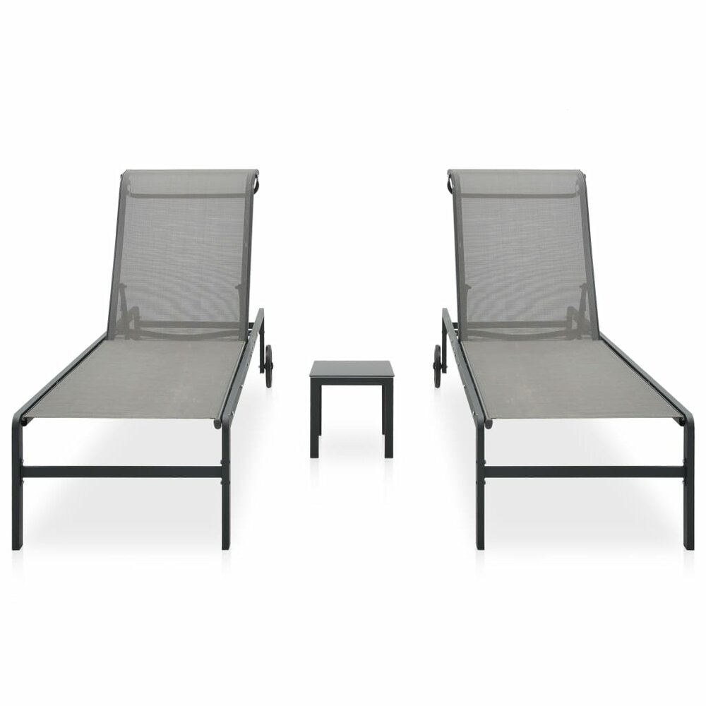 Meubelen-Online - Ligbedden Easy 2 st met tafel textileen en staal grijs