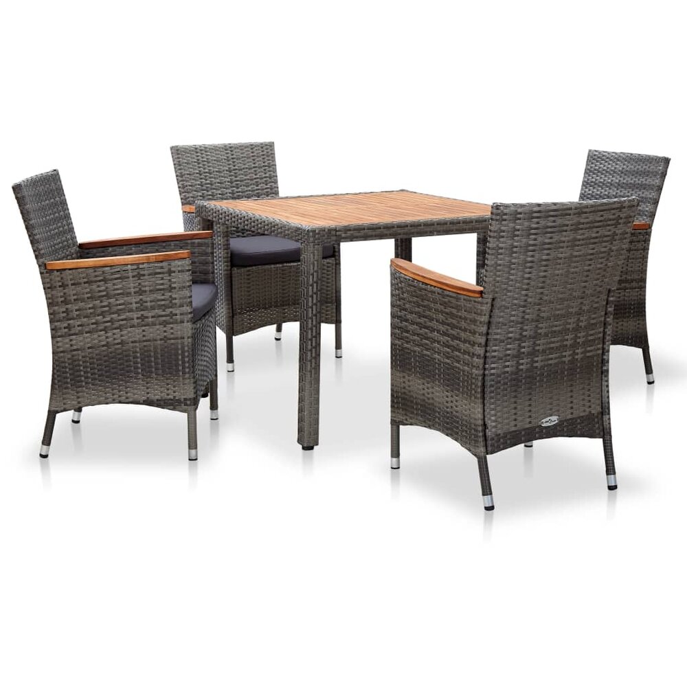 Meubelen-Online - Tuinset Sunset met kussens poly rattan grijs