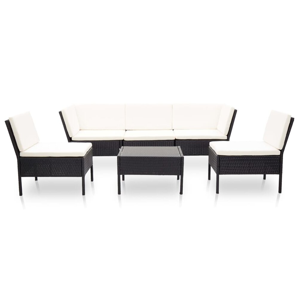 Meubelen-Online - Loungeset Miljouska met kussens poly rattan zwart