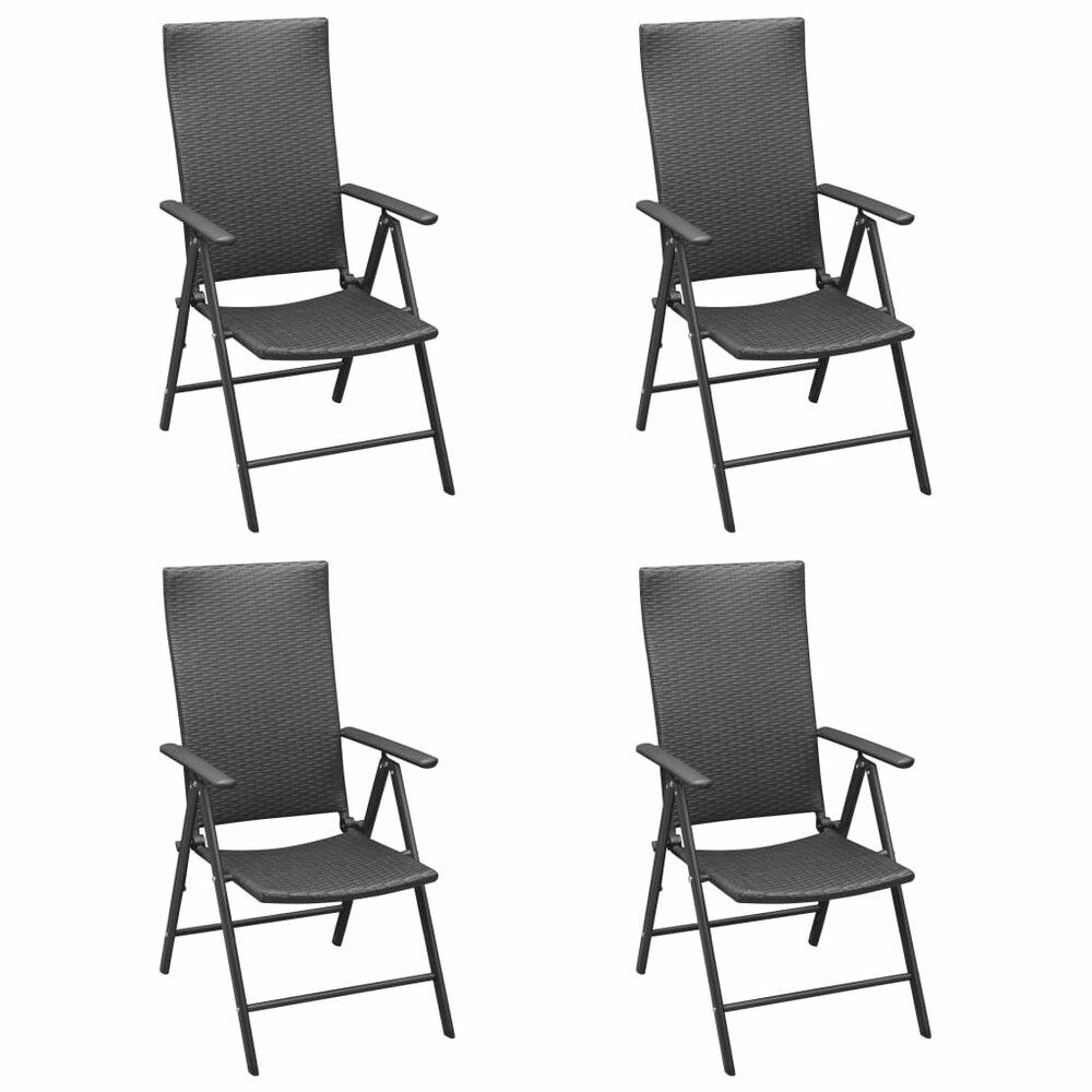 Tuinstoelen Maris set 4 st poly rattan zwart