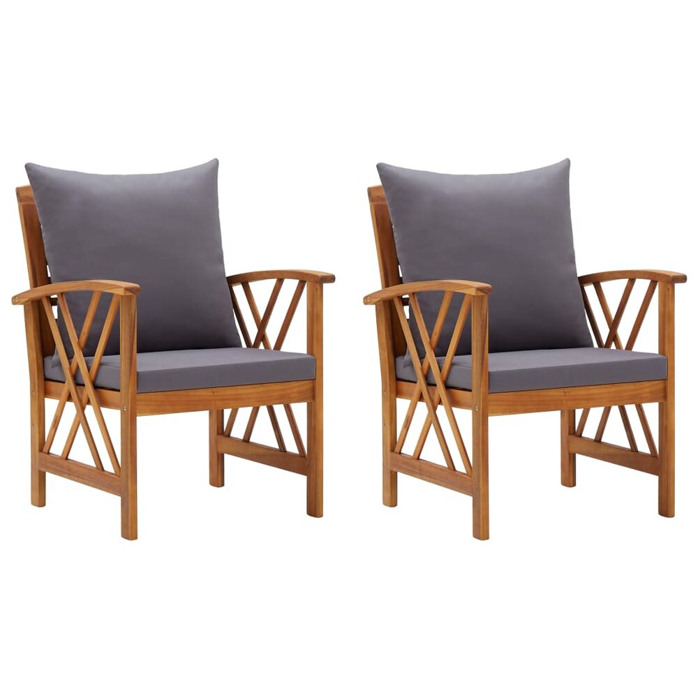 Tuinstoelen Mindy met kussens 2 st massief acaciahout