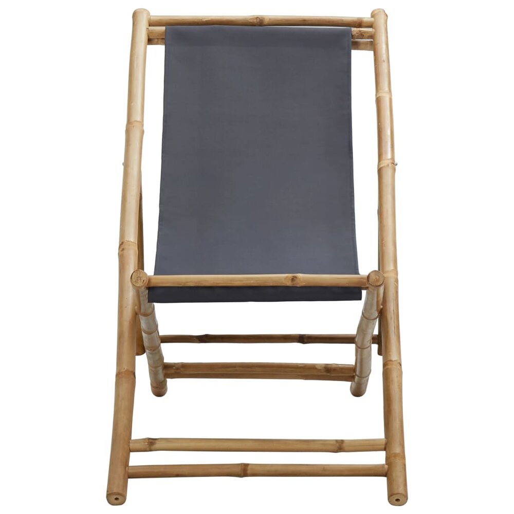 Ligstoel Beach bamboe en canvas donkergrijs