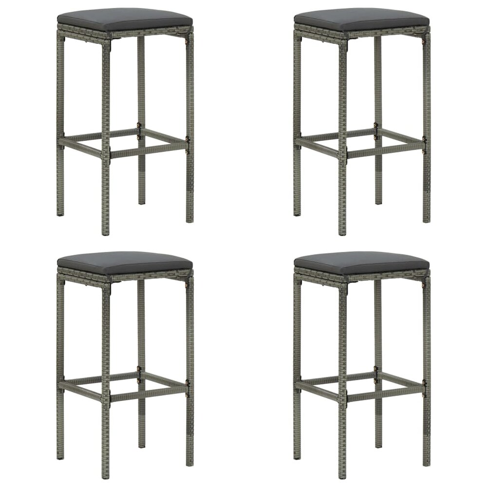 Tuinbarset Marsha met kussens poly rattan grijs 5-delig