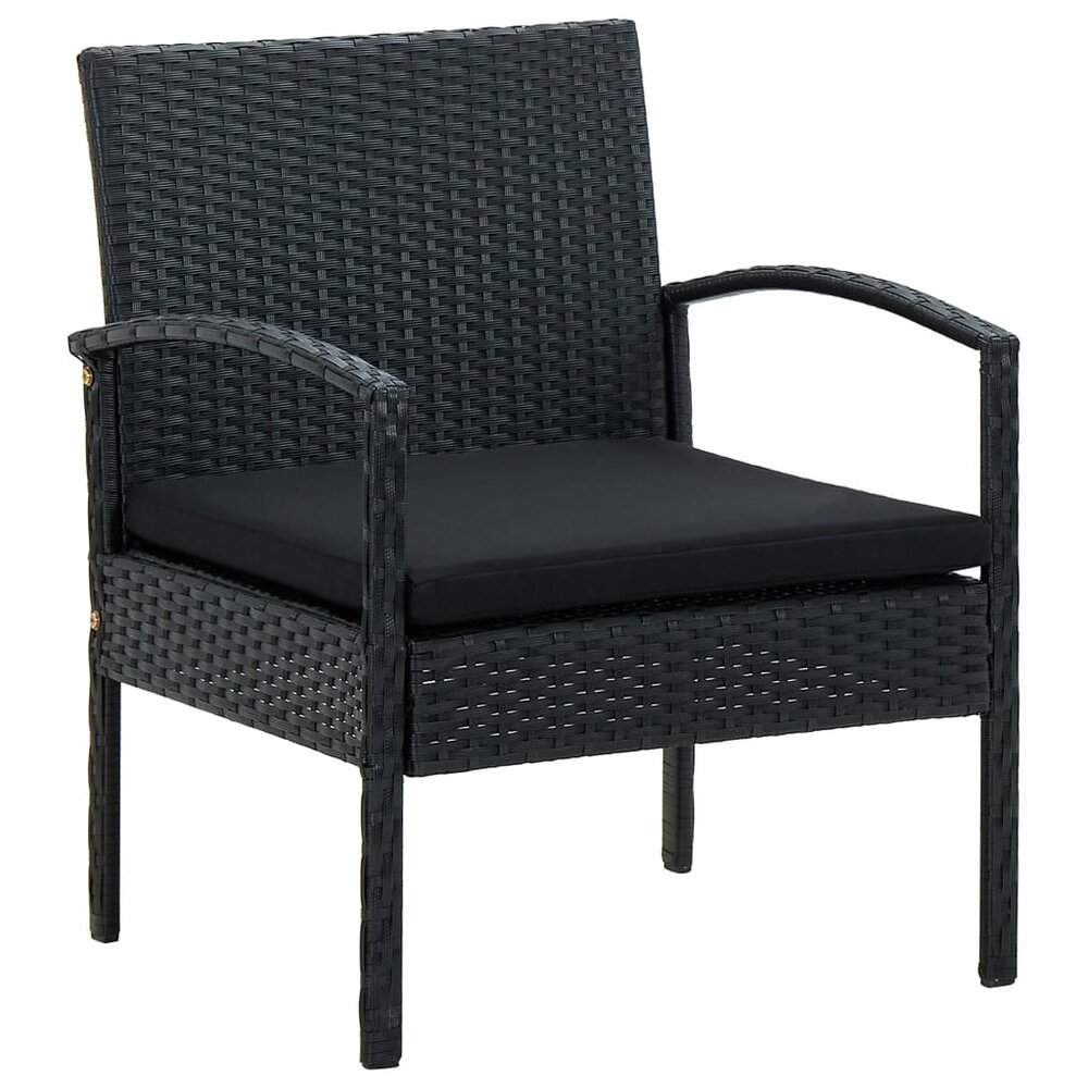 5-delige Loungeset Moon met kussens poly rattan zwart