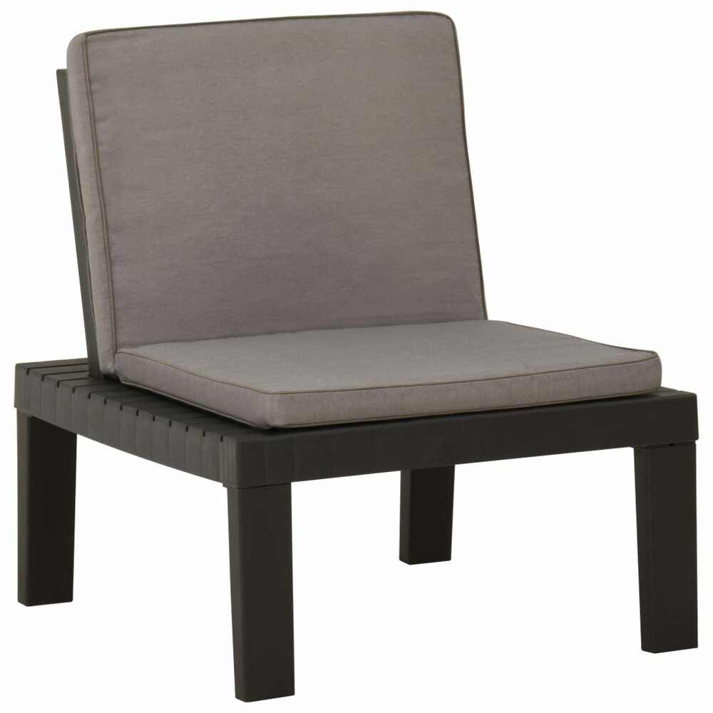 Loungestoelen Asia 2 st met kussens kunststof grijs