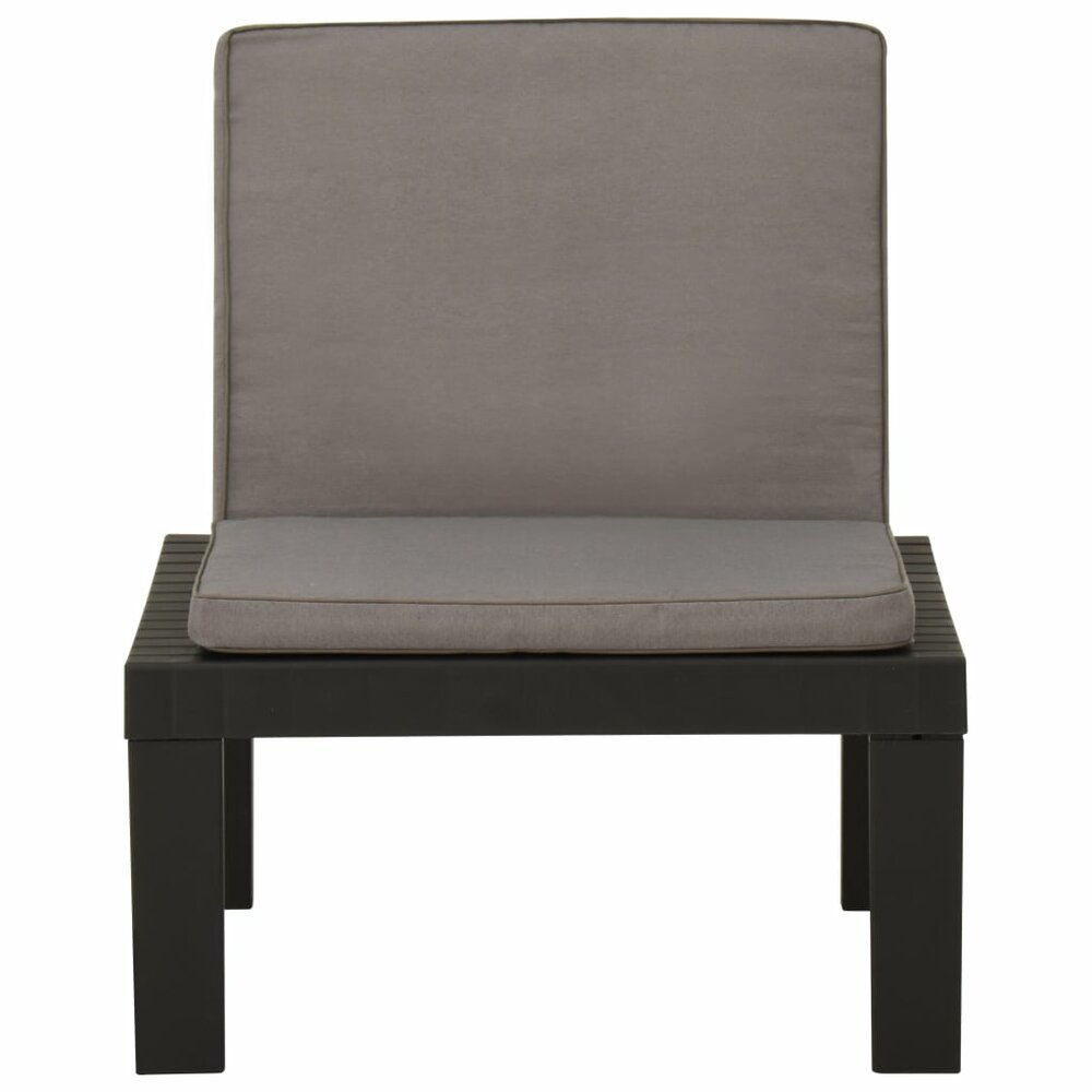 Loungestoelen Asia 2 st met kussens kunststof grijs