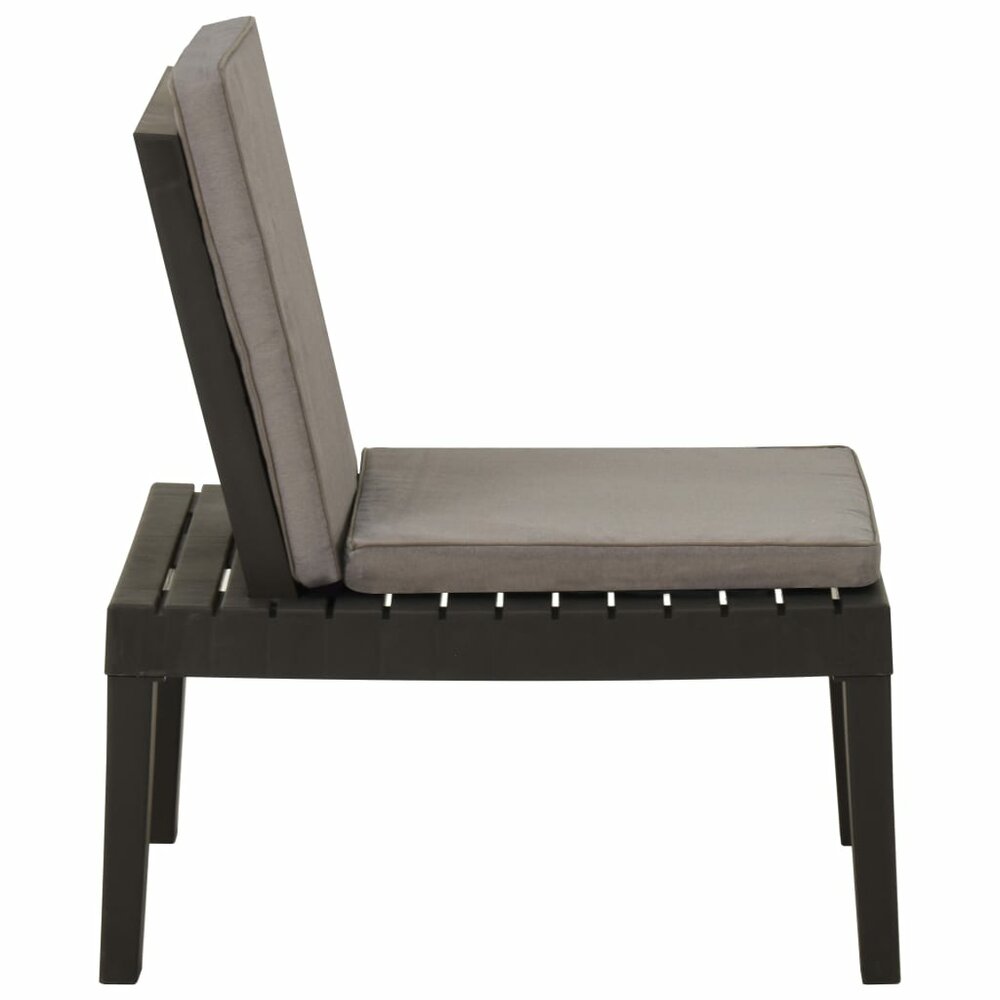 Loungestoelen Asia 2 st met kussens kunststof grijs