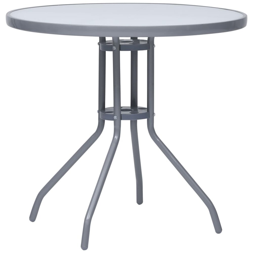 Tuintafel Marcel 80 cm staal en glas lichtgrijs