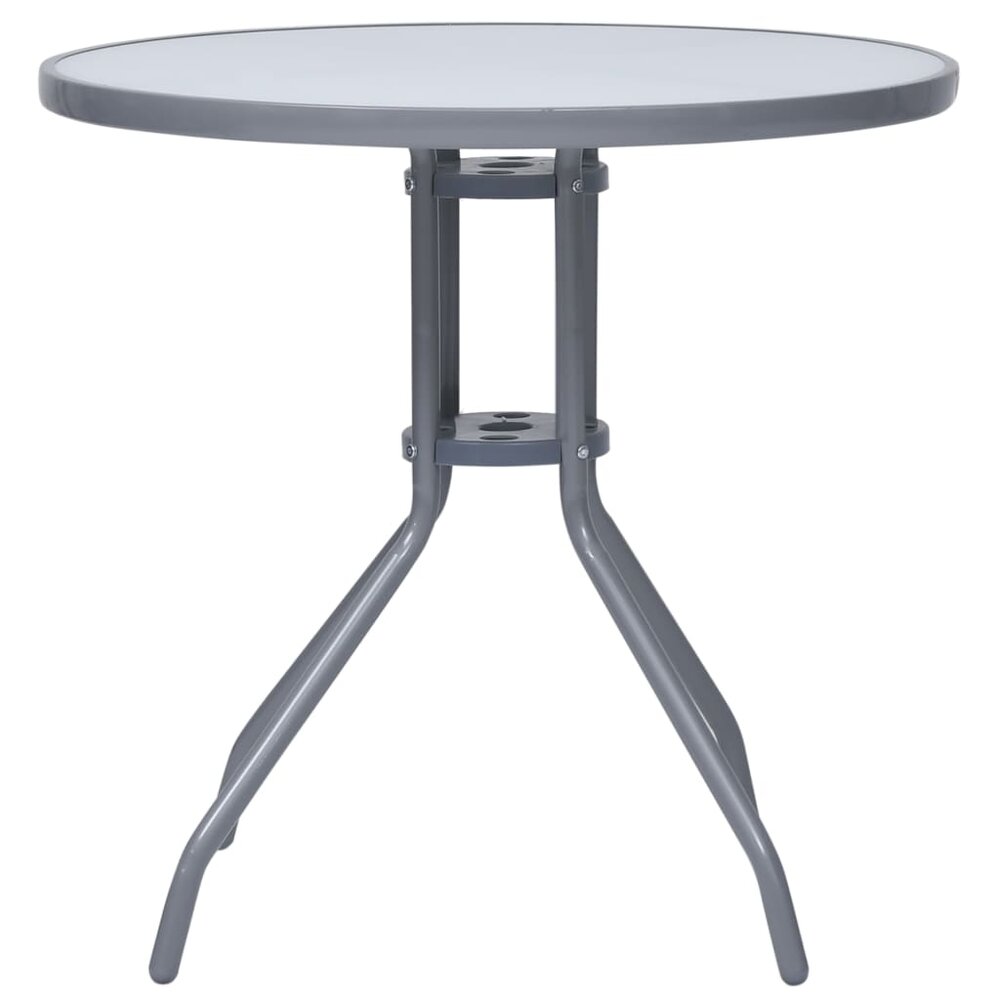 Tuintafel Marcel 80 cm staal en glas lichtgrijs