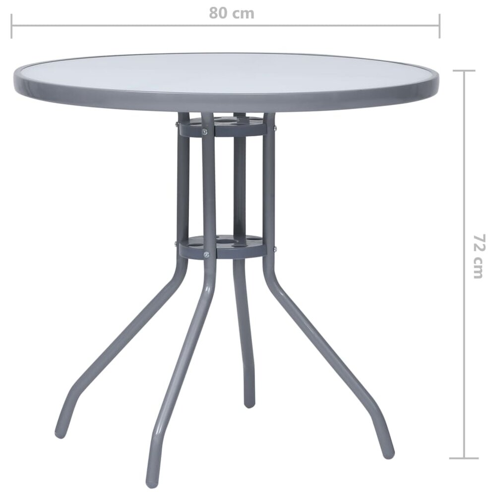 Tuintafel Marcel 80 cm staal en glas lichtgrijs