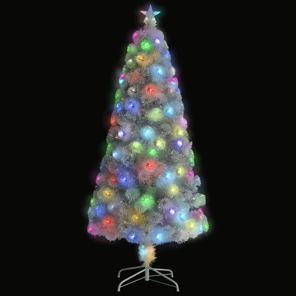 Kunstkerstboom met LED 150 cm glasvezel wit