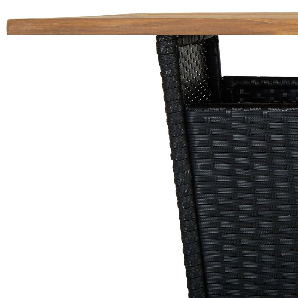 Bartafel 80x80x110 cm poly rattan en massief hout zwart