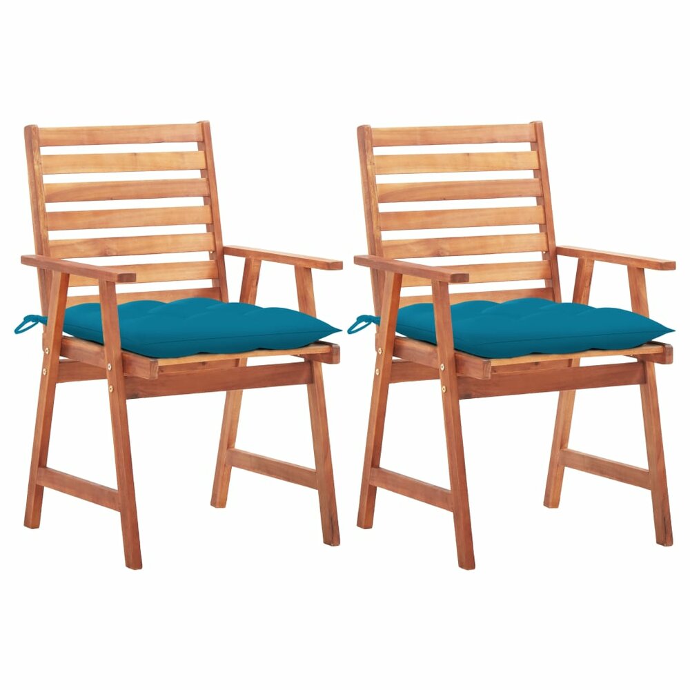 Tuinstoelen Adrie SET 2 st met kussens blauw massief acaciahout