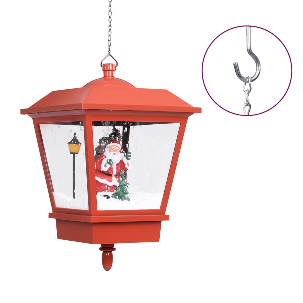 Kersthanglamp met LED-lamp en kerstman 45 cm rood
