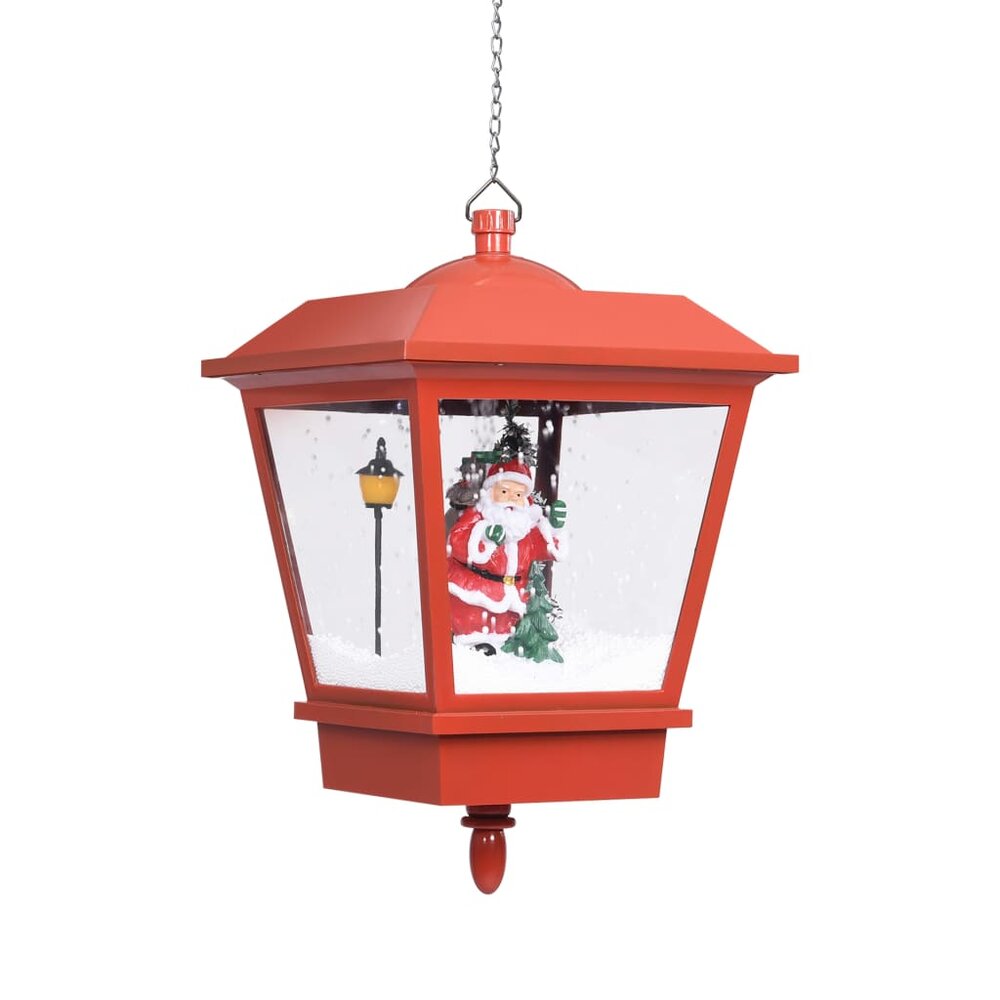 Kersthanglamp met LED-lamp en kerstman 45 cm rood