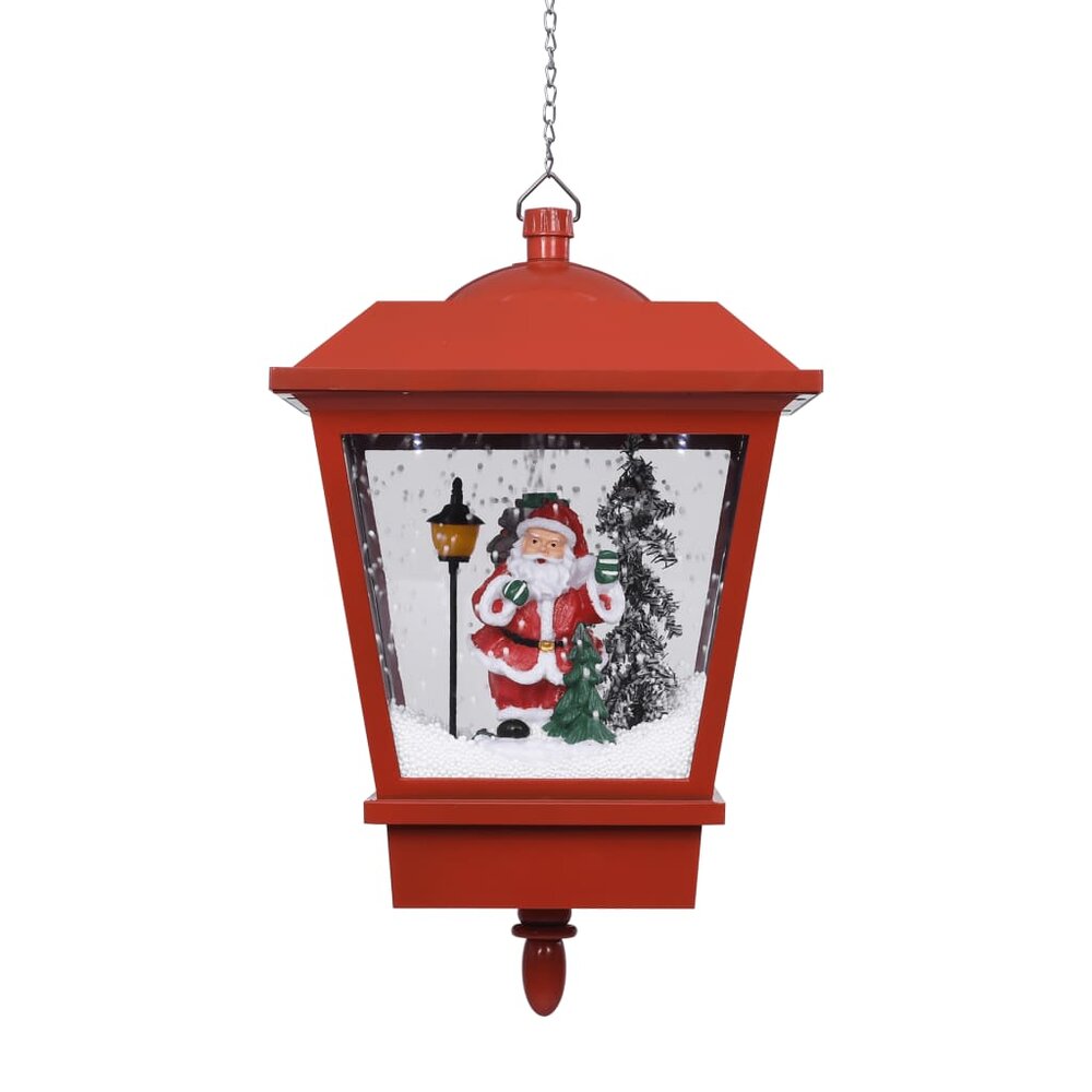 Kersthanglamp met LED-lamp en kerstman 45 cm rood