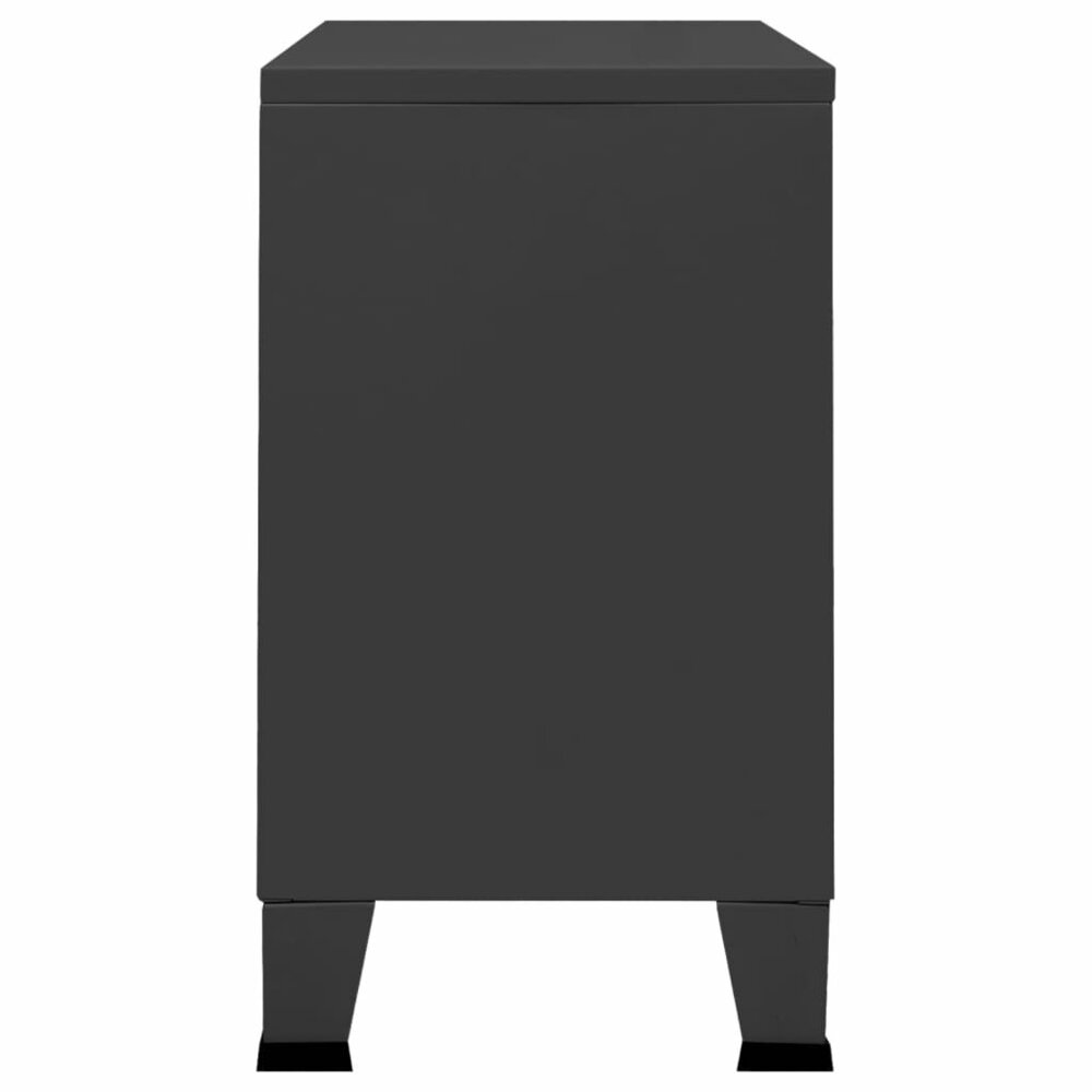 Dressoir industrieel 105x35x62 cm metaal en glas antracietkleur