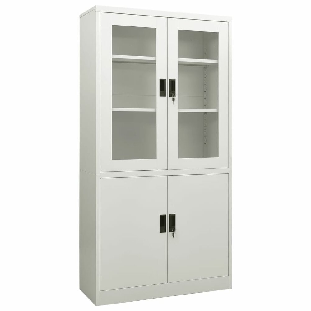 Archiefkast Vitrine 90x40x180 cm staal lichtgrijs