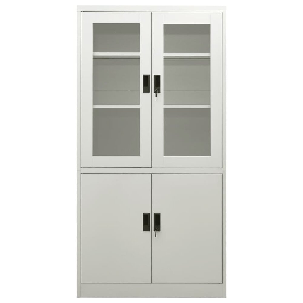 Archiefkast Vitrine 90x40x180 cm staal lichtgrijs
