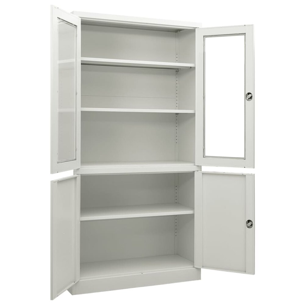 Archiefkast Vitrine 90x40x180 cm staal lichtgrijs