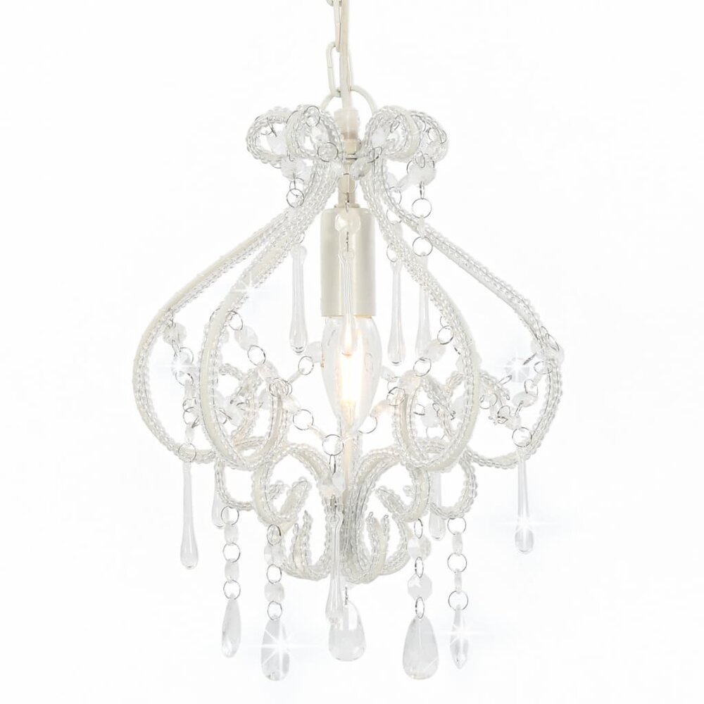 Kroonluchter Plafondlamp met kralen rond E14 wit