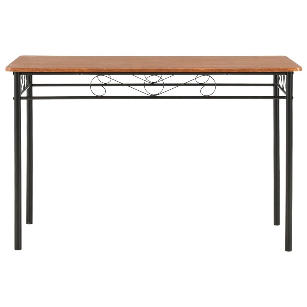 Eethoek Leoni 4 stoelen hout en staal bruin