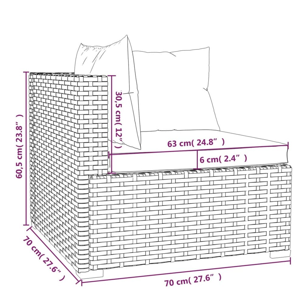 Loungeset Manhattan met kussens poly rattan bruin
