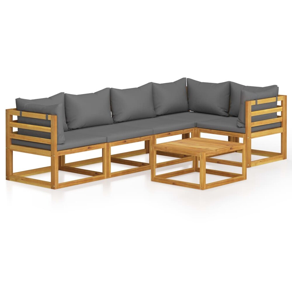 Loungeset Moon met kussens grijs massief acaciahout